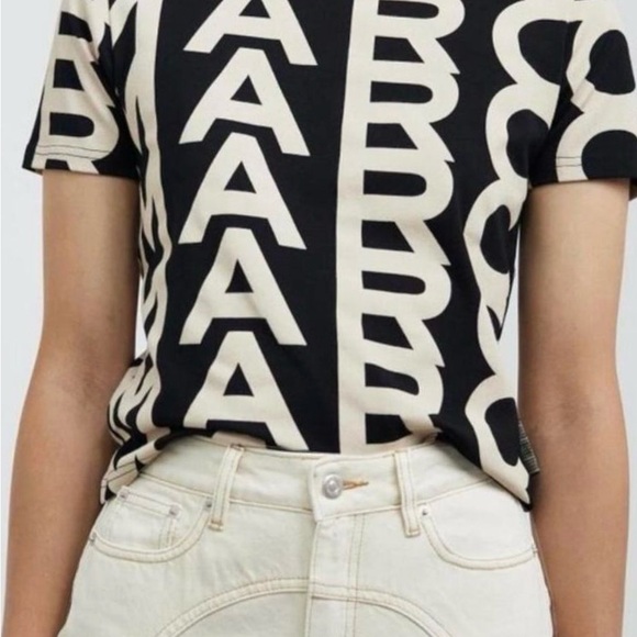 Marc Jacobs Tops - Marc Jacobs Black and Cream Monogram Tee
